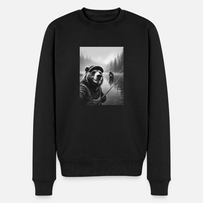 Selfie d’ours de pêche - Pull Premium bio Homme - noir