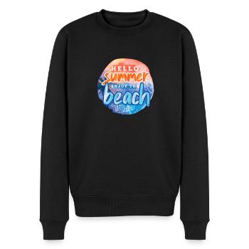 Hello Summer Beach - Männer Premium Bio Pullover - Schwarz - Vorne - Nico (187cm)