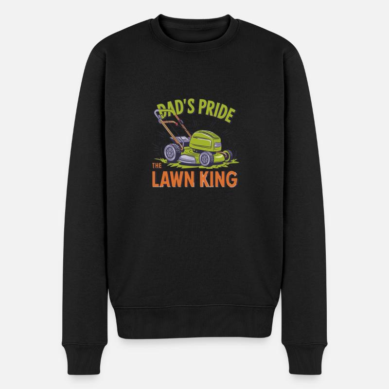 Dads Stolz Der Rasenmäher König - Männer Premium Bio Pullover - Schwarz