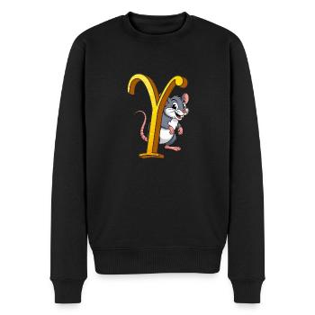 BUCHSTABE Y - Männer Premium Bio Pullover - Schwarz - Vorne - Nico (187cm)