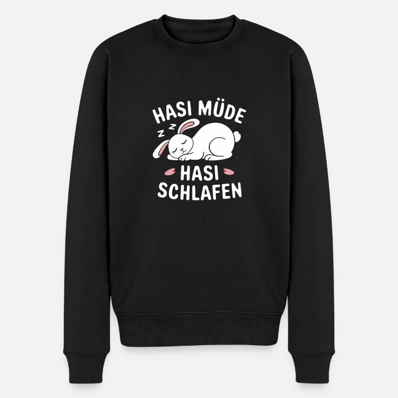 Hasi Müde Hasi Schlafen - Männer Premium Bio Pullover - Schwarz