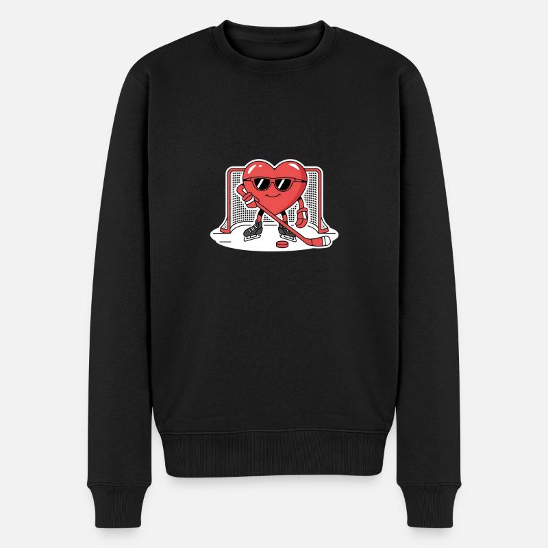 Eishockey Herz Design Eishockeytorwart - Männer Premium Bio Pullover - Schwarz