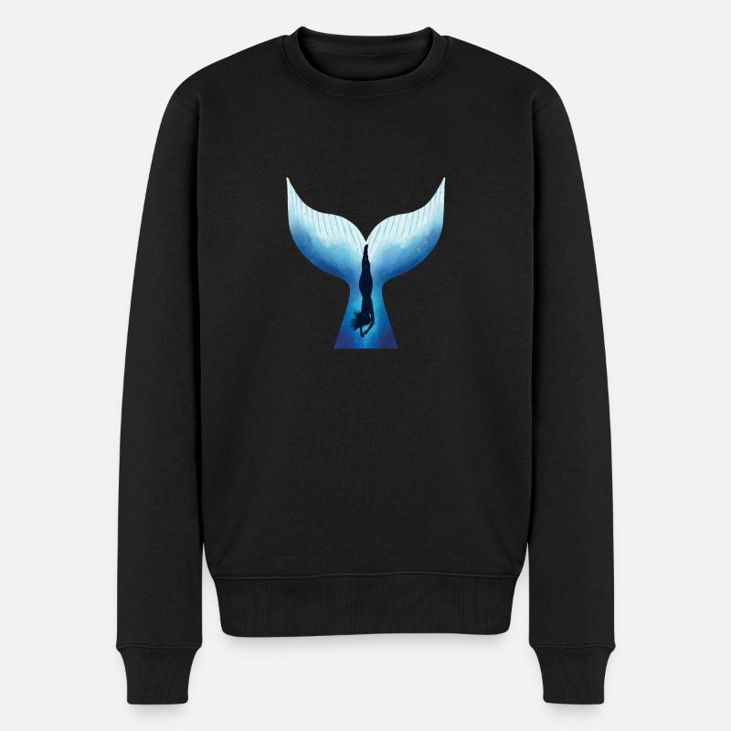 Wal, Frau Whale, Woman - Männer Premium Bio Pullover - Schwarz