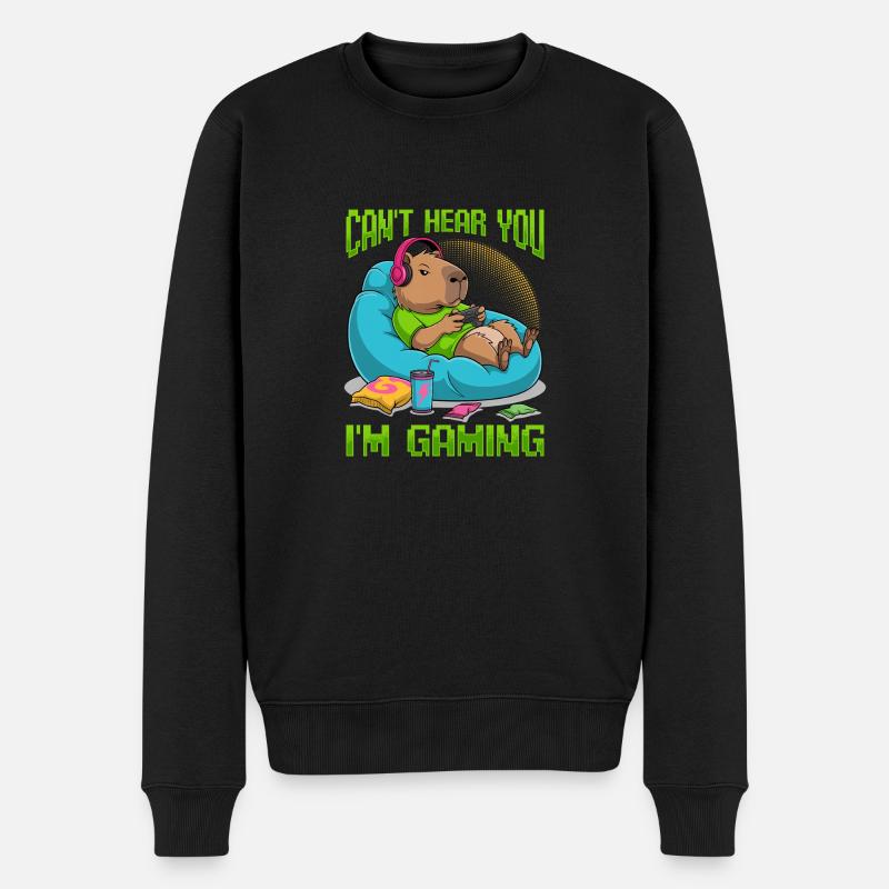 Capybara Gamer Gaming - Männer Premium Bio Pullover - Schwarz