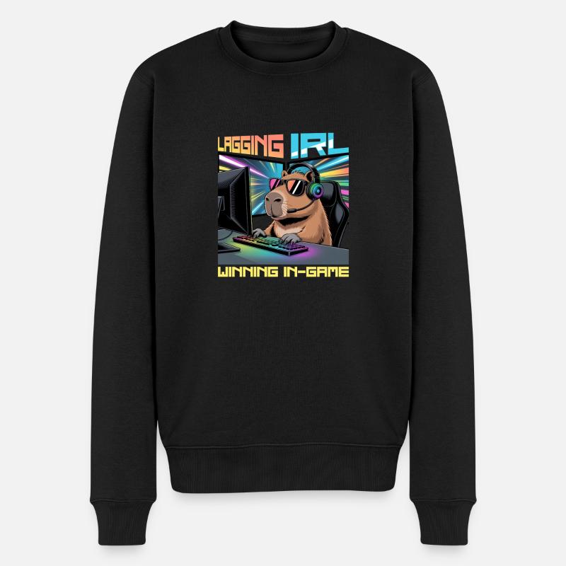 Capybara PC Gamer Gaming - Männer Premium Bio Pullover - Schwarz