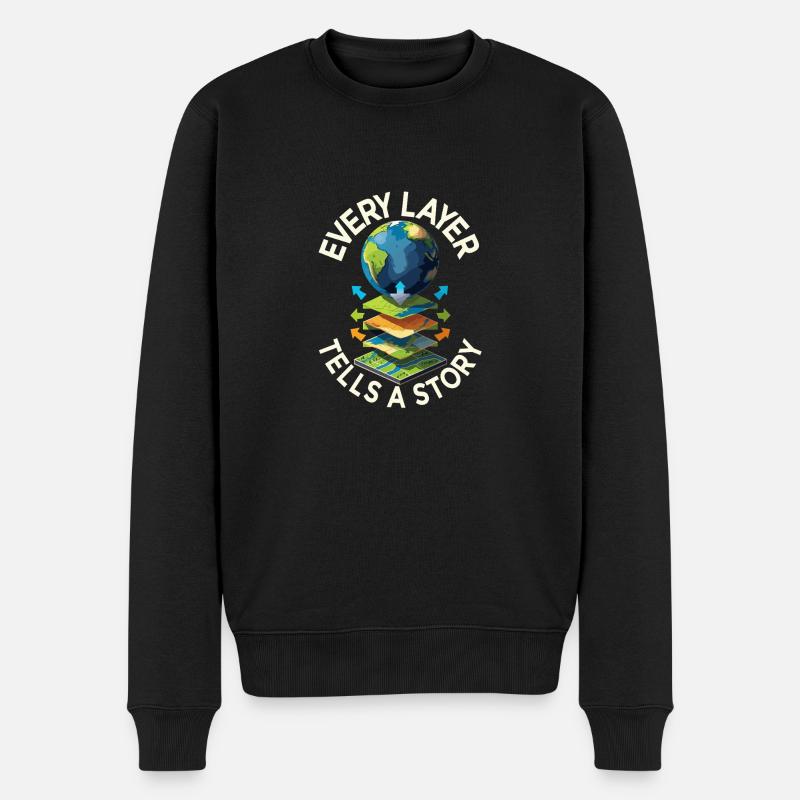 Geografische Informationssysteme Every Layer - Männer Premium Bio Pullover - Schwarz