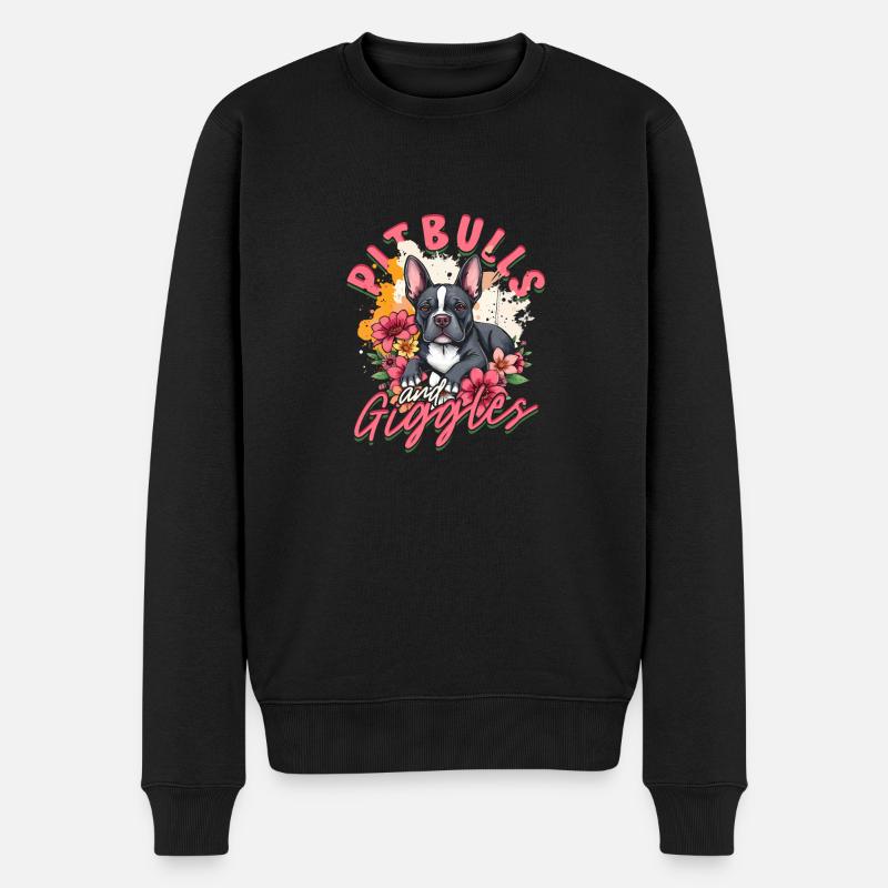 Pitbull Pitbulls And Giggles - Männer Premium Bio Pullover - Schwarz