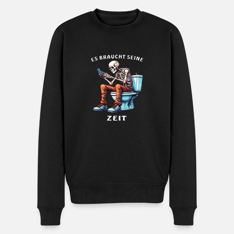 SMARTPHONE DE TOILETTE SQUELETTE - Pull Premium bio Homme - noir