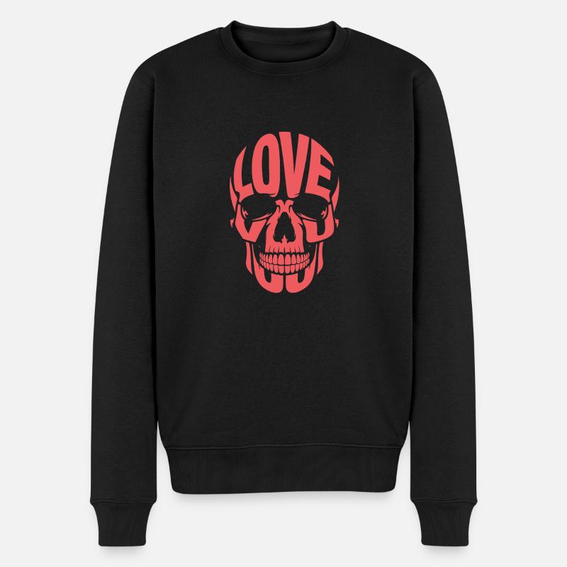 SKULL LIEBE - Männer Premium Bio Pullover - Schwarz