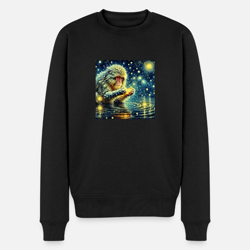 Schneeaffe Starry Night - Männer Premium Bio Pullover - Schwarz