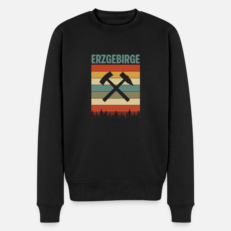 Erzgebirge Retro Hammer - Männer Premium Bio Pullover - Schwarz
