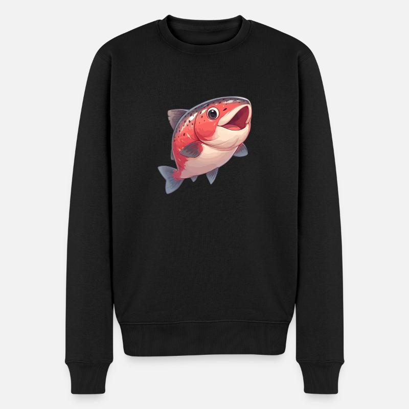 Lachse Lachs - Männer Premium Bio Pullover - Schwarz