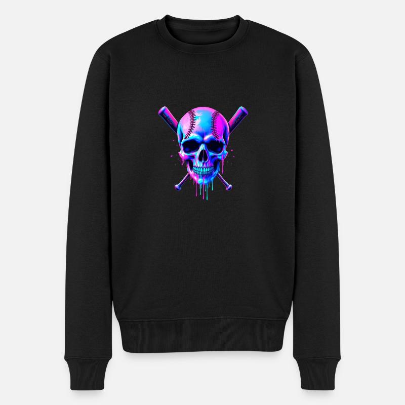Baseball Totenkopf Baseballschläger - Männer Premium Bio Pullover - Schwarz