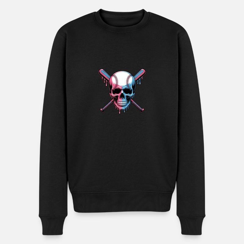 Baseball Totenkopf Baseballschläger - Männer Premium Bio Pullover - Schwarz