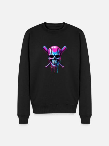 Baseball Skull Baseball Bat - Men's Premium Organic Jumper - black