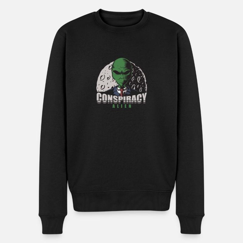 Alien Conspiracy Theory Design - Männer Premium Bio Pullover - Schwarz