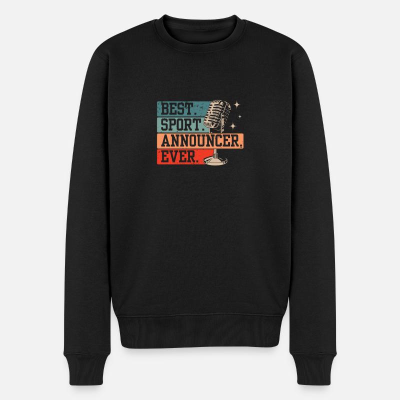 Funny Sports Ansager - Männer Premium Bio Pullover - Schwarz