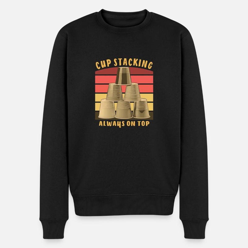 CUP STACKING ALWAYS ON TOP - Männer Premium Bio Pullover - Schwarz