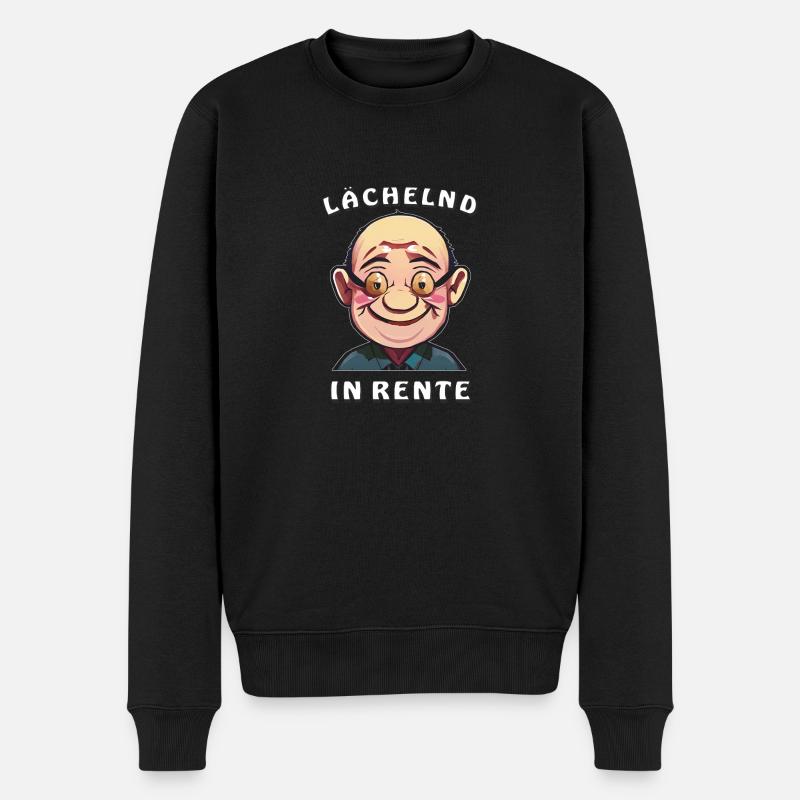 RENTNER LÄCHELND IN RENTE - Männer Premium Bio Pullover - Schwarz