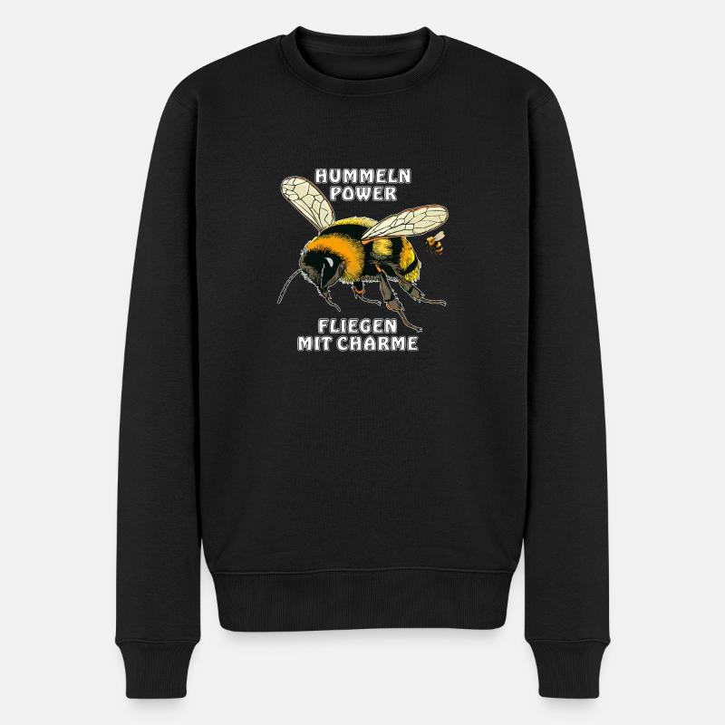 HUMMELNPOWER FLIEGEN MIT CHARME KONTUR - Männer Premium Bio Pullover - Schwarz
