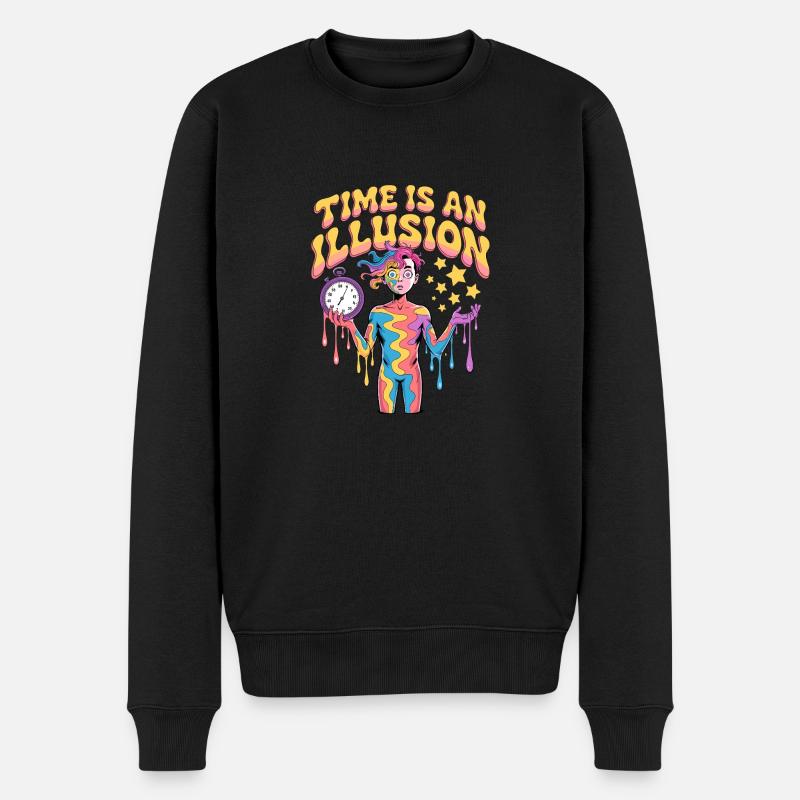 Zeit ist eine Illusion Psychedelisches Design - Männer Premium Bio Pullover - Schwarz