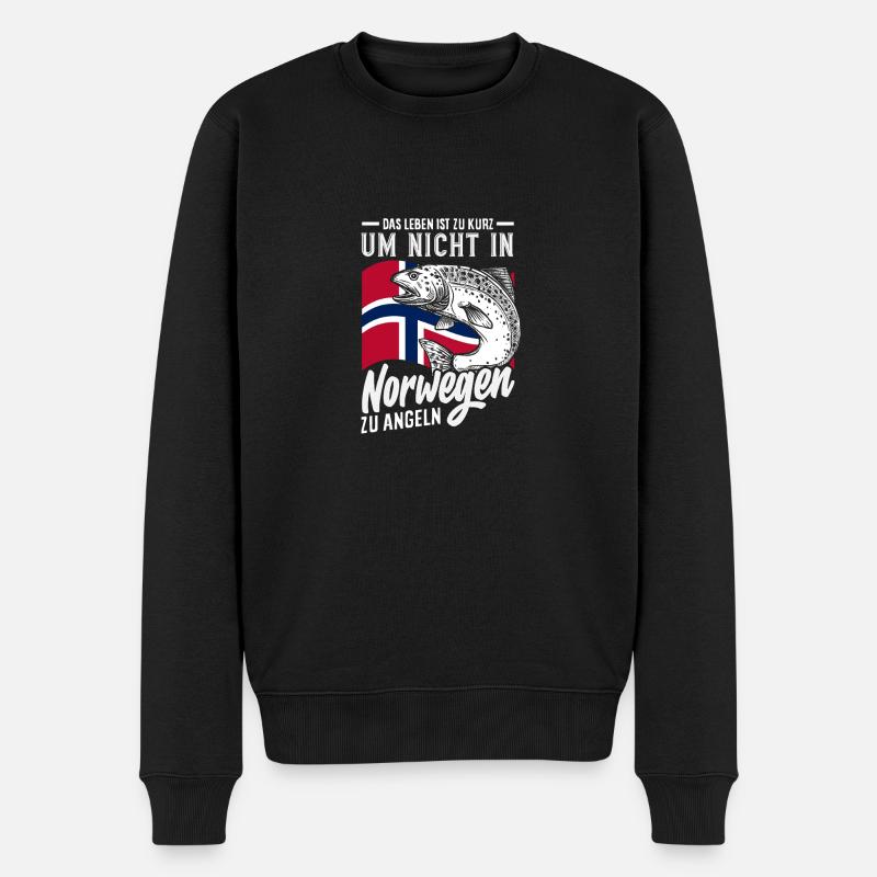 Norwegen Angeln Spruch Lustiges Design - Männer Premium Bio Pullover - Schwarz