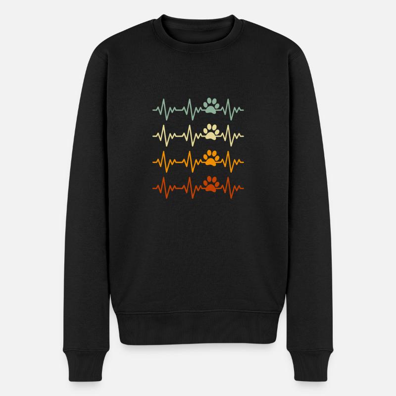 Heartbeat mit Pfoten, Tierliebe Design Paw Cat - Männer Premium Bio Pullover - Schwarz