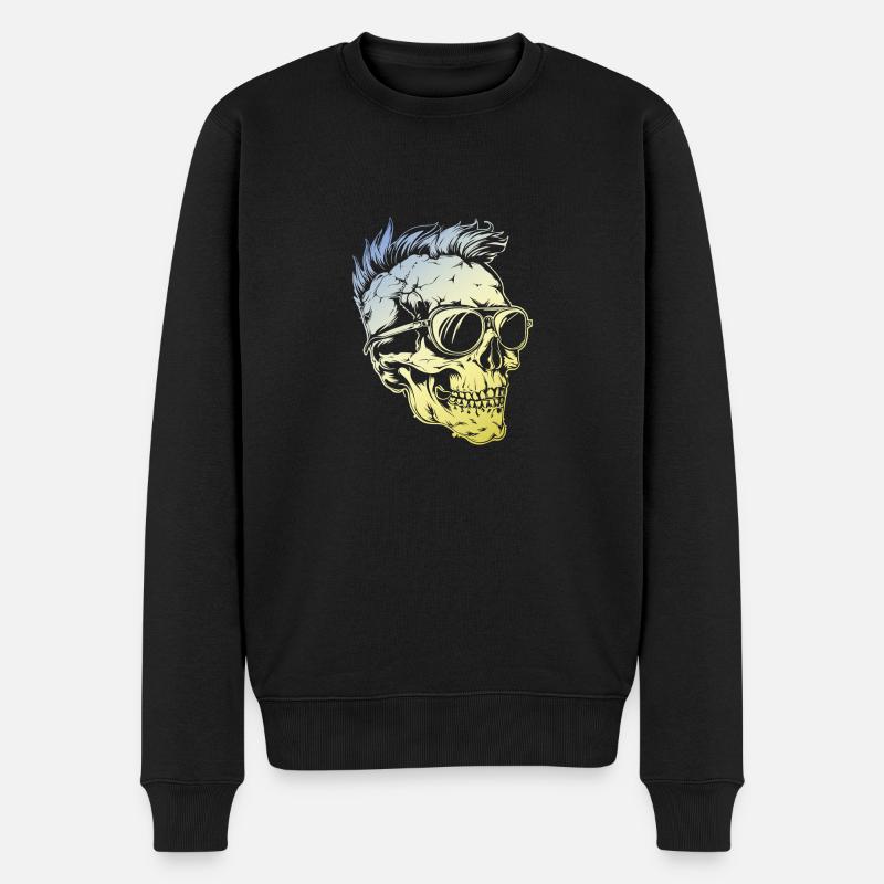 Punker Skull - Männer Premium Bio Pullover - Schwarz