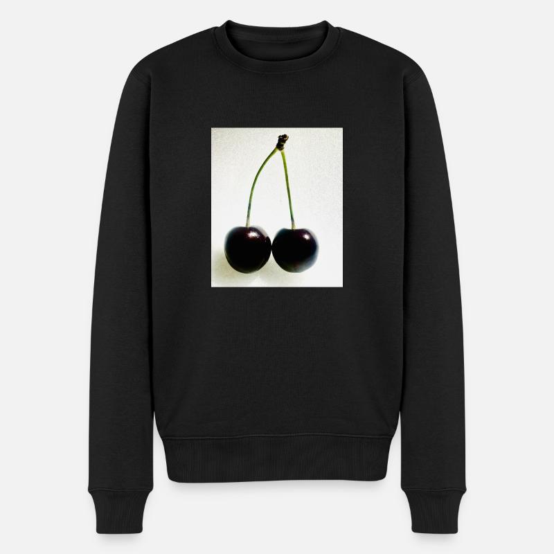 Kirsche - Männer Premium Bio Pullover - Schwarz
