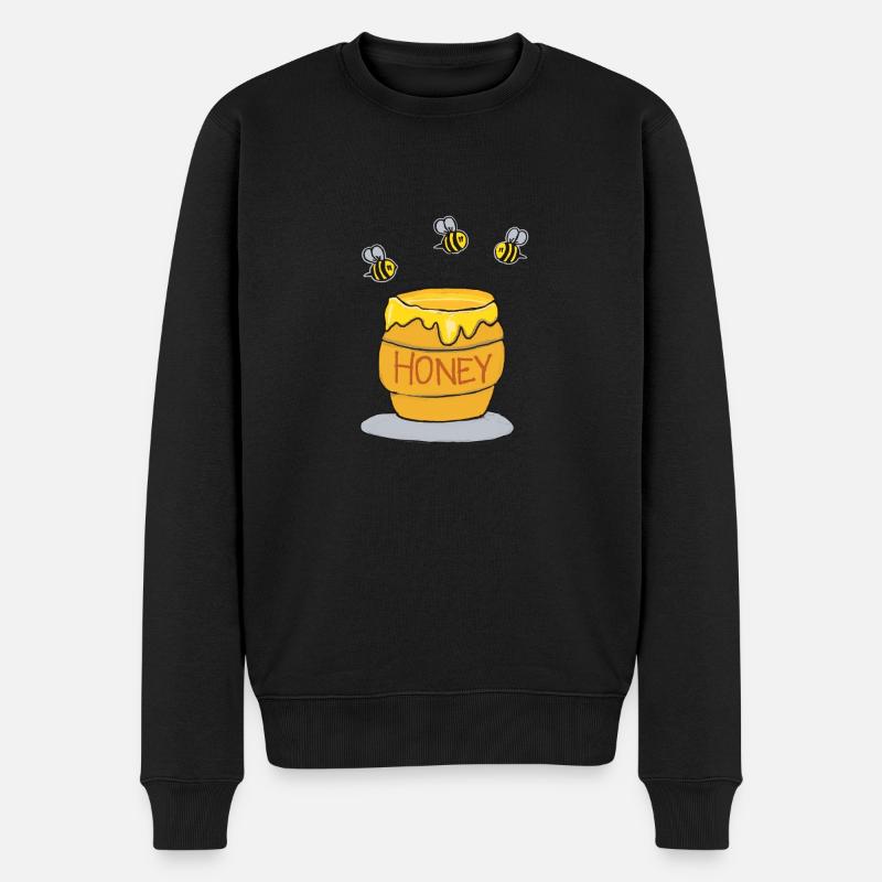 Honigtopf und fleißige Bienen - Männer Premium Bio Pullover - Schwarz