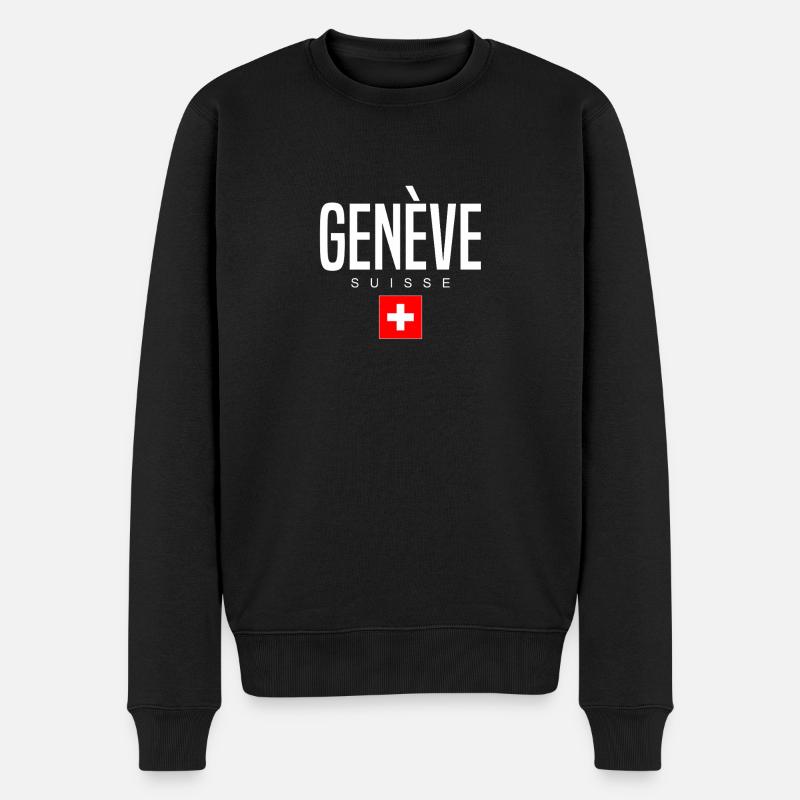 Genève, Suisse - Pull Premium bio Homme - noir