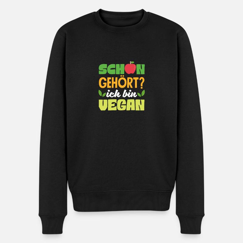 Achtung Ich Bin Veganer Lustiges Veganer Geschenk - Männer Premium Bio Pullover - Schwarz