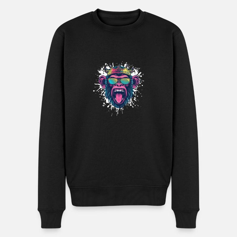 Affe Lustig - Männer Premium Bio Pullover - Schwarz