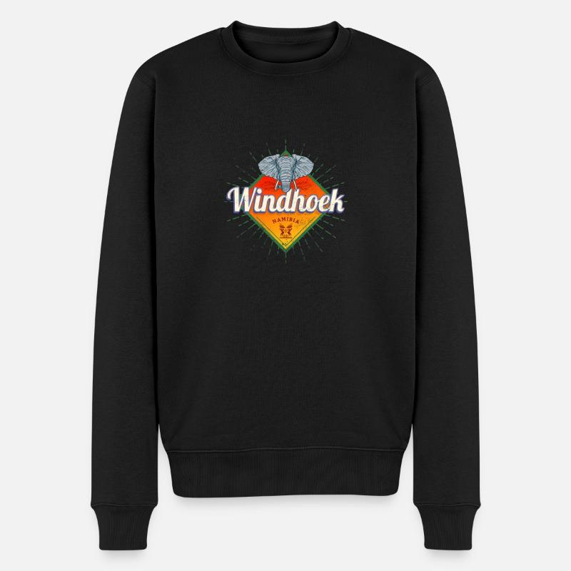 Windhoek Namibia Elefant Vintage Afrika Souvenir - Männer Premium Bio Pullover - Schwarz