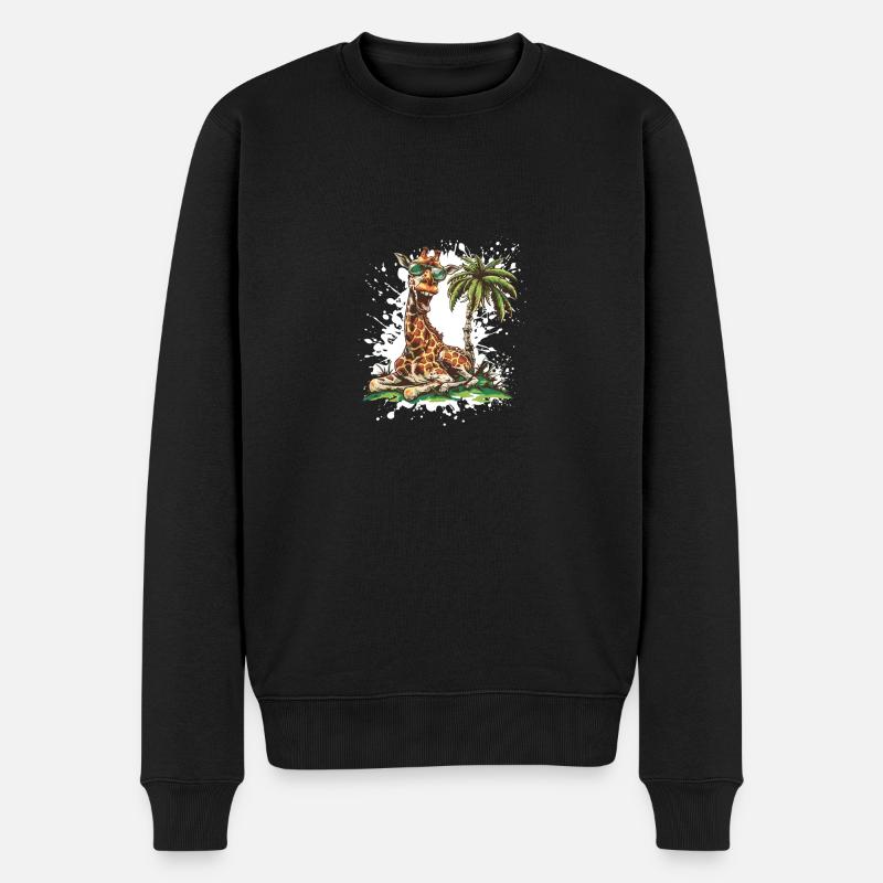 Giraffe Insel Palme - Männer Premium Bio Pullover - Schwarz