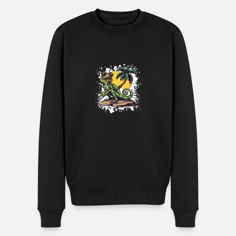 Chameleon Sommer Urlaub - Männer Premium Bio Pullover - Schwarz