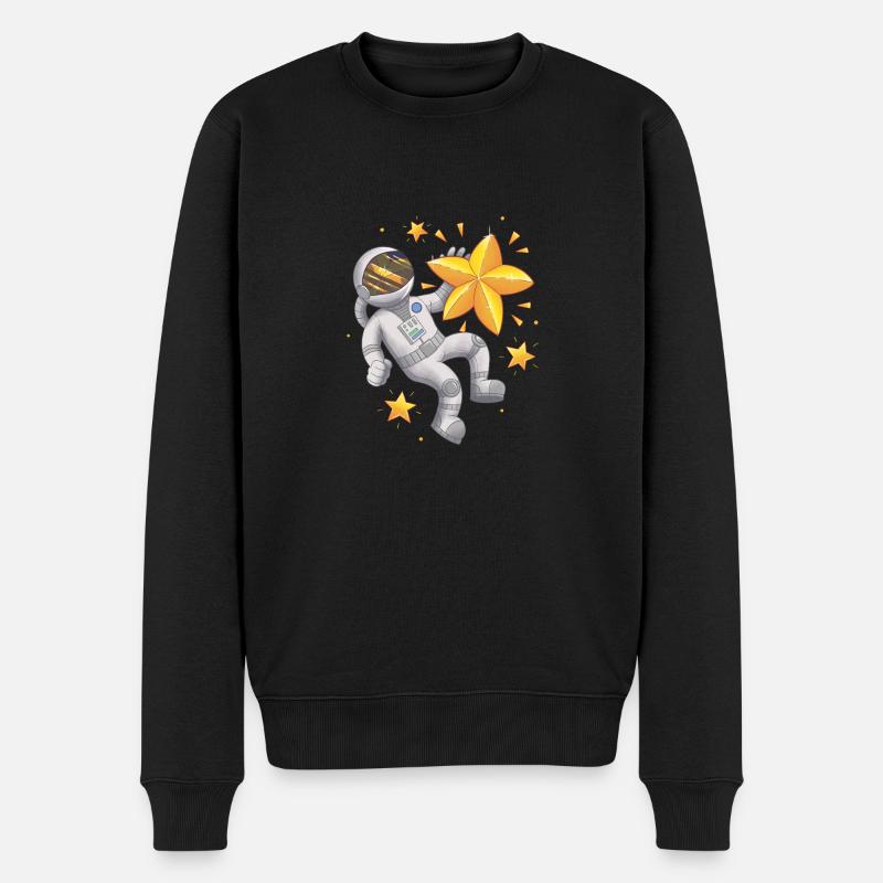 Astronaut Star - Männer Premium Bio Pullover - Schwarz