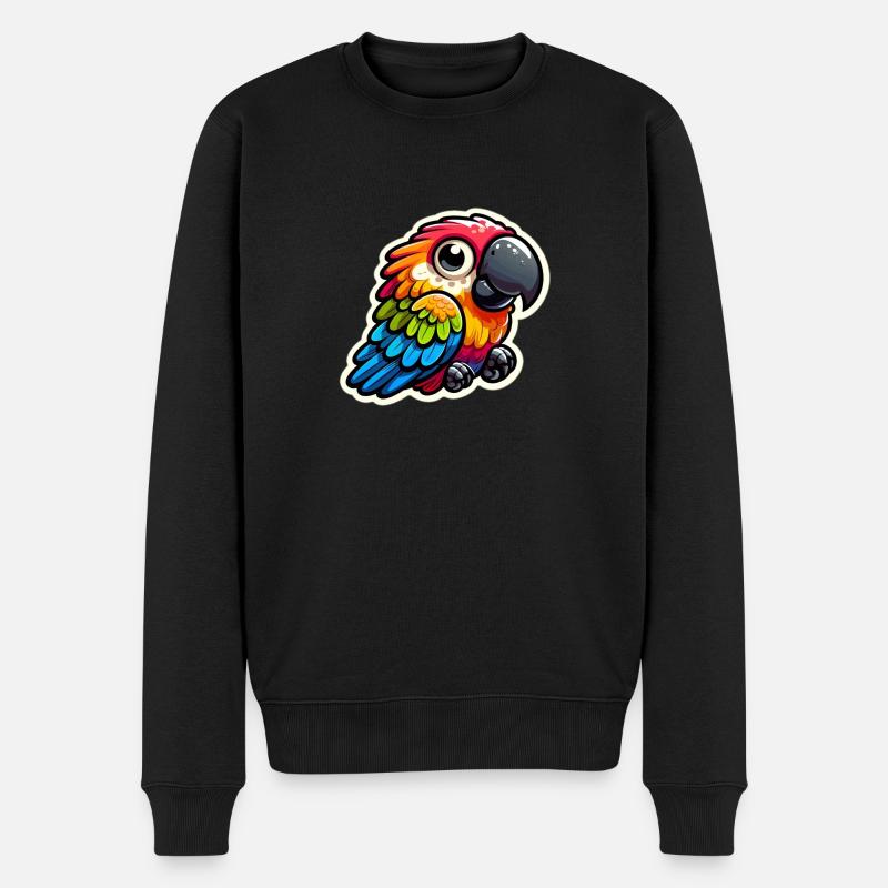Papagei - Männer Premium Bio Pullover - Schwarz