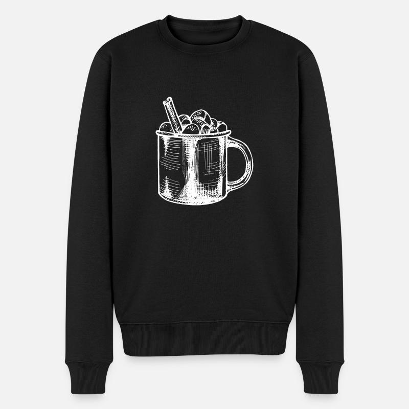 Heisse Schokolade Getränl - Männer Premium Bio Pullover - Schwarz