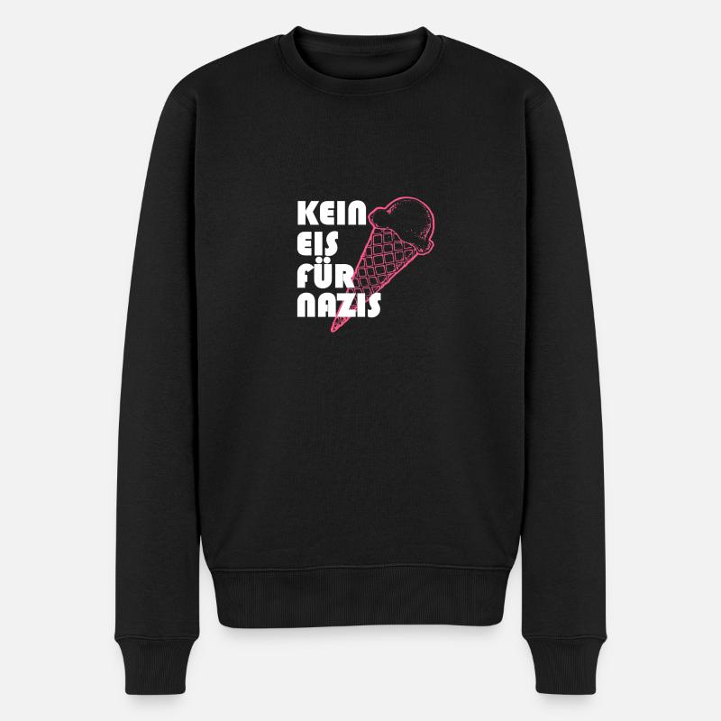 Kein Eis für Nazis - Männer Premium Bio Pullover - Schwarz