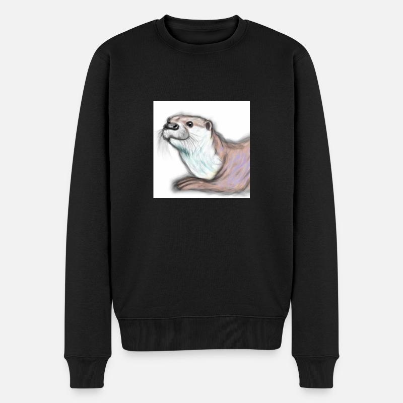 Otter (Zeichnung) - Männer Premium Bio Pullover - Schwarz