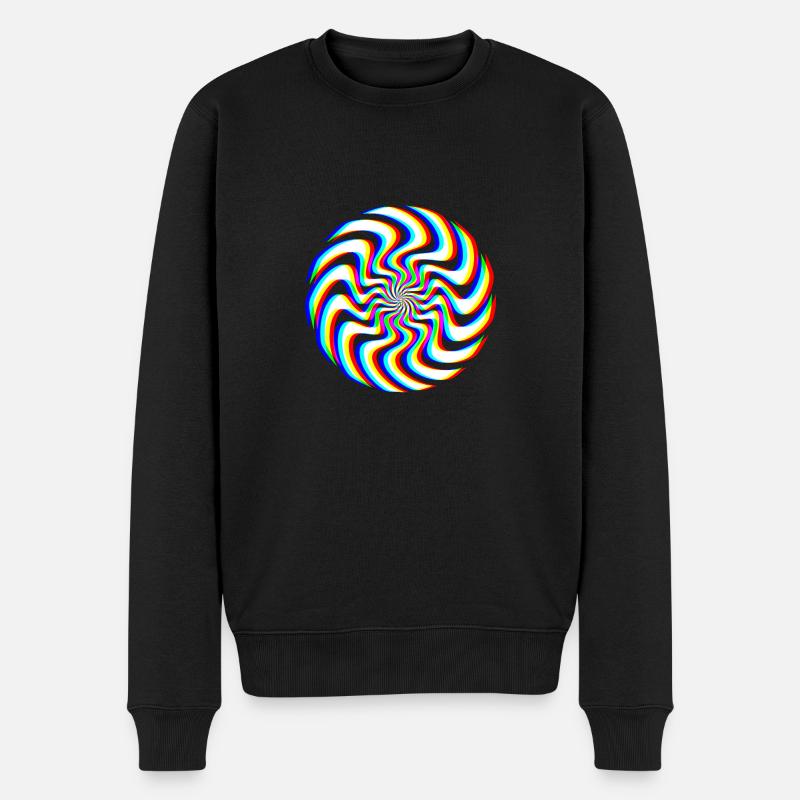 Glitch Spirale – Optische Täuschung - Männer Premium Bio Pullover - Schwarz