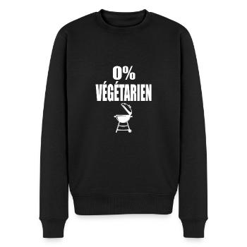 barbecue 0% végétarien humour bbq drôle - Pull Premium bio Homme - noir - Devant - Nico (187cm)
