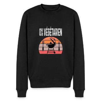 barbecue 0% végétarien humour bbq vintage - Pull Premium bio Homme - noir - Devant - Nico (187cm)