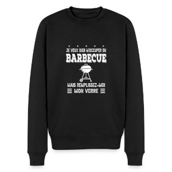 barbecue bbq apéro bière alcool drôle - Pull Premium bio Homme - noir - Devant - Nico (187cm)