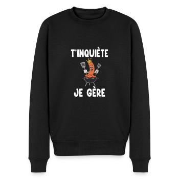 barbecue bbq t'inquiète je gère saucisse humour - Pull Premium bio Homme - noir - Devant - Nico (187cm)