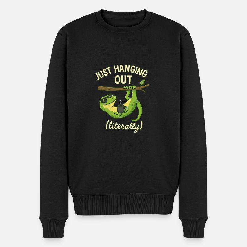 Gecko Lustiger Spruch - juste traîner - Pull Premium bio Homme - noir