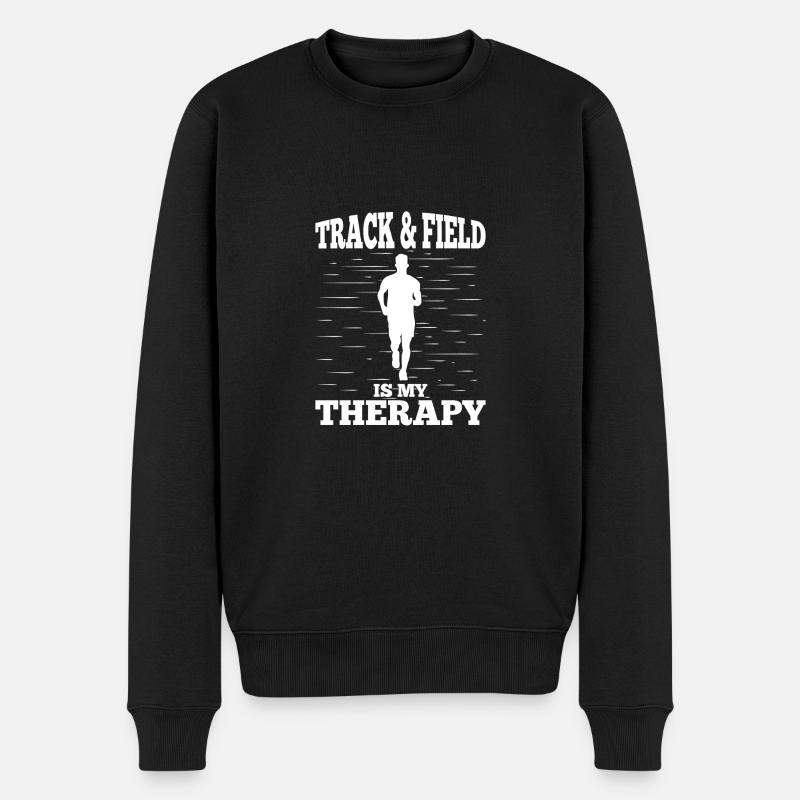 Athlétisme L’athlétisme est ma piste de thérapie - Pull Premium bio Homme - noir