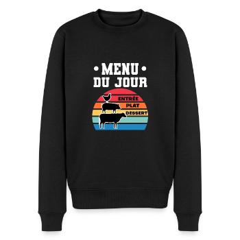 barbecue humour menu du jour bbq vintage - Pull Premium bio Homme - noir - Devant - Nico (187cm)