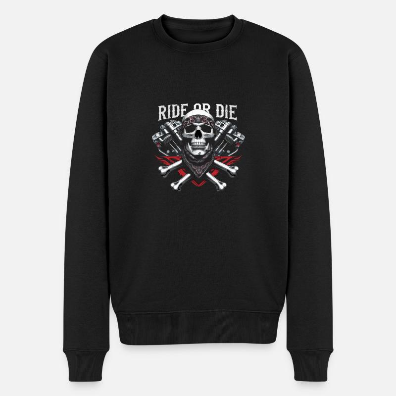 Motorrad Totenkopf Ride or Die Biker Chopper Rock - Männer Premium Bio Pullover - Schwarz